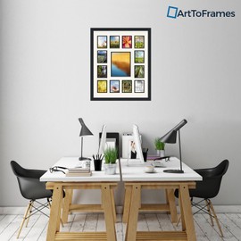 ArtToFrames Collage Photo Frame Double Mat with 1-8x10 and 12-4x5 Openings and Satin Black Frame