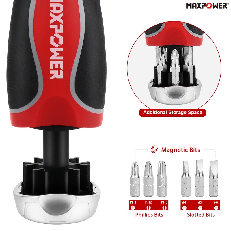 Ratchet Screwdriver, MAXPOWER Magnetic Ratchet Screwdriver and Bit Set with