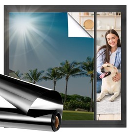 Viseeko Window Tint for Home Window Privacy Film See Out Not in Reflective One Way Window Film UV Sun Heat Blocking Window Film Static Cling for Home Office (Black, 35.4 x 157 in)