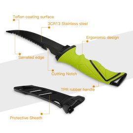 kaba 5-9inch Fishsing Fillet Knife Set,3CR13 Stainless steel and Teflon Coating Fish Bait Knife Saltwater,Knife Sharpener,Cutting Board, Portable Pouch,Fishing Sccessories Gifts for Men