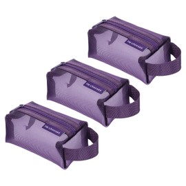 uxcell Mini Zipper Mesh Bag 2" x 4", 3 Pcs Nylon Small Makeup Zipper Mesh Pouch Cosmetic Case Mesh Storage Bags for Earphone, Credit Card, Purple