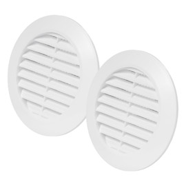 Vent Systems 2.75" Inch Pack of 2 White Grille/Duct Door Air Register - Mini Circle - Ventilation Grille - Indoor Vent Grates - Bathroom, Cabinet, Garage Through The Door Vent Cover