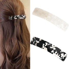 Spring Hair Barrettes for Women Girls Tortoise Shell Hair Clips Ponytail Holders for Thin Thick Hair Barrettes for Women French Hair Accessories for Women Girls Black White Headpiece Hairpin Clamps