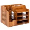 CompactStone Wooden Desk Organizer - Multifunctional Home Office Art Supplies