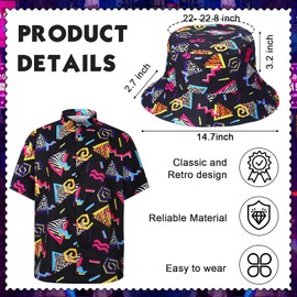 Hicarer 6 Pcs 80s 90s Outfits Accessories Set for Men Boys 80's Costume Hip Hop Costume Rapper Rocker Disco for 1980s Party (Classic Style,XL)