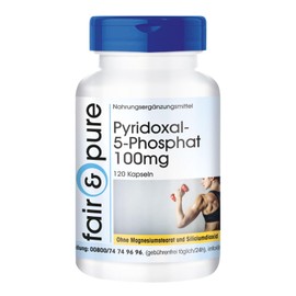 Fair & Pure® - Pyridoxal-5-Phosphat 100mg mit 25mg Zink - 120 Kapseln für 4 Monate - P-5-P aktive Form von Vitamin B6 - hochdosiert - deutsche Qualitätsherstellung