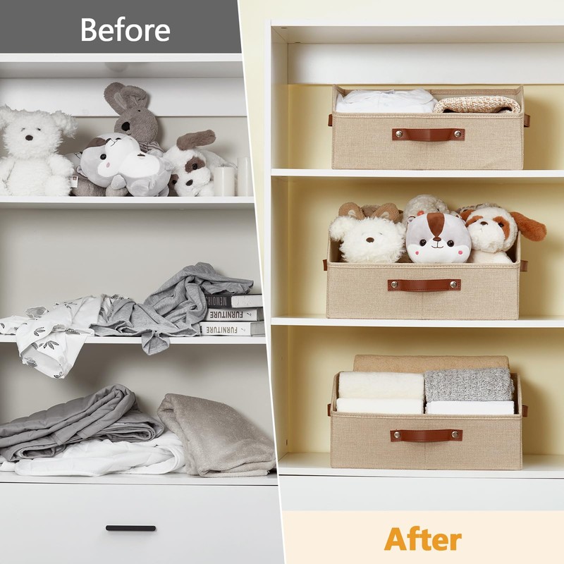 Bagnizer Closet Organizers and Storage, Linen Trapezoid Storage Bins with