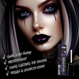 Purple Gothic Lip Gloss - Long-Lasting, Waterproof & Non-Sticky | Moisturizing, High Pigmented Vegan Lip Color for Bold Cosplay, Witch & Halloween Makeup