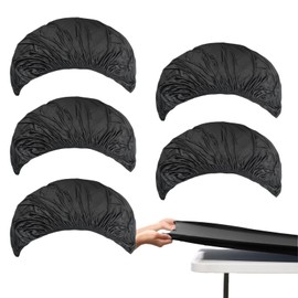 KRISMYA 6 Pack Fitted Tablecloth for 6 Foot Tables, Black Elastic Cover Rectangle Stretch Table Covers for Folding Tables Camping Dining Room Kitchen Wedding Party