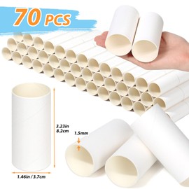 MAPVOLUT 70 Pieces Cardboard Tubes for Crafts, White Kraft Toilet Paper Rolls for Crafts - 1.5 x 3.2 Inches Strong and Pressure-Resistant Tubes for School Supplies Classrooms Kids DIY Art