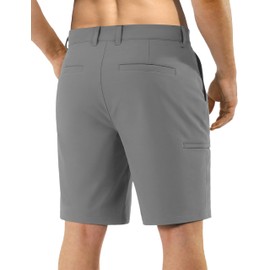 Shallowlulu Men's Golf Shorts 7"/ 10" Stretch Quick Dry Water Resistant Dress Casual Shorts with 6 Pockets Work Hiking Shorts(Grey 38W/10L)