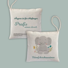 reelax.me Lavender Bag Fabric, Lavender Cushion with Card, Scented Sachet as Room Fragrance and Moth Protection, Elephant Gifts, Elephant Decoration, Lucky Charm, Elephant