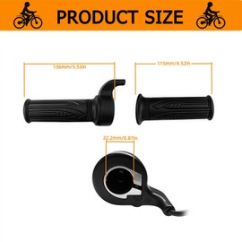 SWRXEarn EBike Full Twist Throttle, 3 Pin EBike Throttle Grip with Waterproof Joint, 12-72V Right Hand Throttle for Electric Bike Electric Scooter or Electric Bicycle Conversion for 22.2mm Handlebar
