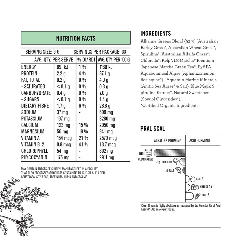 Nutra Organics Clean Greens Straight Up Greens 200g | Superfood