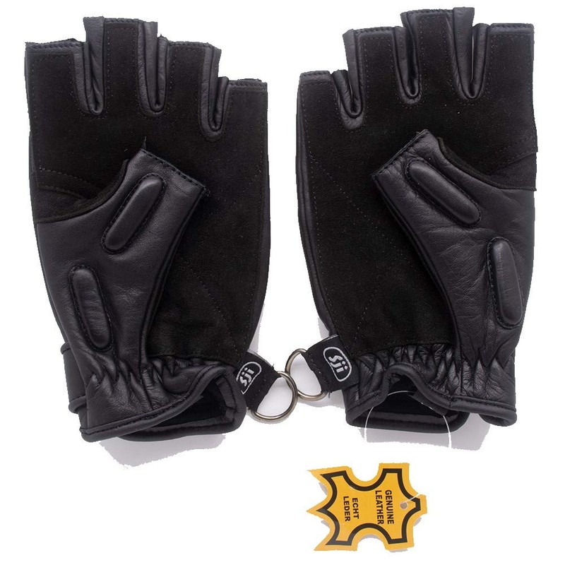 SJI Cycling & Gym Half Finger Leather Gloves, for Lifting,