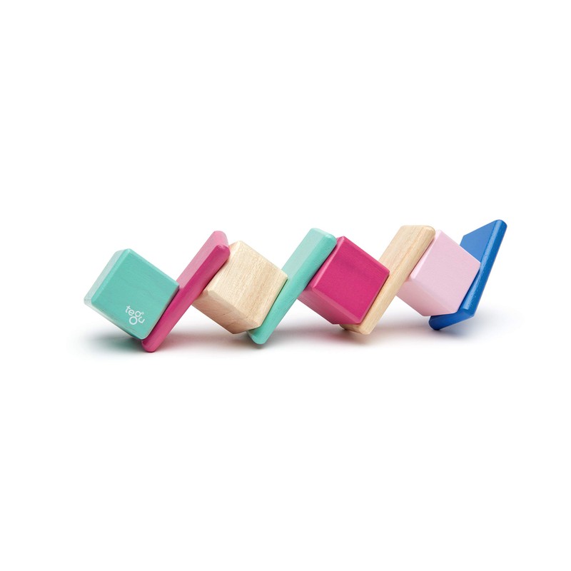 8 Piece Tegu Pocket Pouch Magnetic Wooden Block Set, Blossom