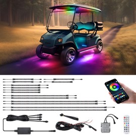 Roykaw Golf Cart Underglow LED Strip Lights Accent Neon Lighting Kit w/Canopy, Wheel Well & Interior Lights for EZGO Yamaha Club Car, Million Colors/Waterproof IP68/Sync to Music, Fits 12V-80V, 14PCS