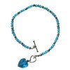 Turquoise Blue Heart Charm 9" Stretch Anklet