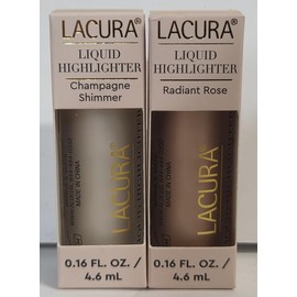 Liquid Lacura Highlighter Champagne Shimmer & Radiant Rose 0.16fl oz 4.6ml (Two Bottles)