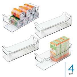 InterDesign iDesign Stackable Plastic Pantry Bin - Storage Bin with Handles for Cabinets or Fridge - Set of 4 - Clear