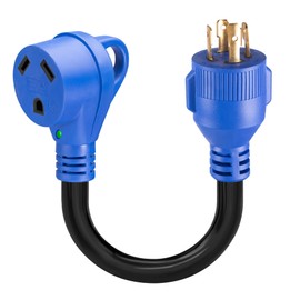 FROSTYRIDER 4 Prong 30 Amp RV Generator Adapter Cord,NEMA L14-30P to TT-30R Electrical Adapter Cord,10/3 Gauge Generator Cord Heavy Duty with LED Power Indicator,12 inch