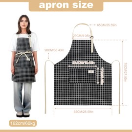 ViEinkaufen 2 Pack Apron for Women Adjustable Cooking Apron for Kitchen & Housework - Oil-Resistant Kitchen Apron with 2 Pockets Chefs Pinafore for Cooking, Baking, Grilling, Gardening & Cleaning