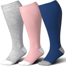 LEVSOX Wide Calf Compression Socks for Women Plus Size Pregnancy15-20mmHg