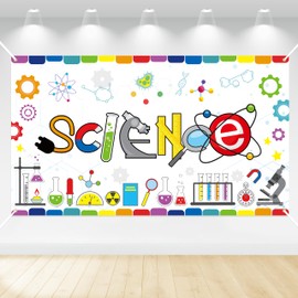 ANGOLIO Chemical Science Backdrop Banner Decorations - Extralarge Chemical Science Themed Background Science Lab Background for Kids School Lab Science Supplies Birthday Party Photo Props