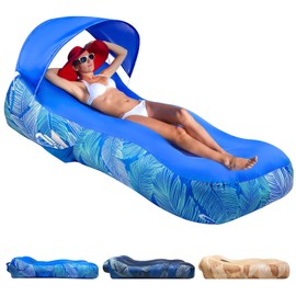 Mosoyolo Inflatable Lounger Air Sofa with Sun Shade Cover Waterproof Inflatable Couch Chair for Camping Beach Hiking Backyard, Easy to Set Up Inflatable Couch (Blue)