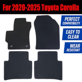 GXARTS 4 PCS Front & Rear Replacement Floor Mats Carpet Velour Black Compatible with Toyota Corolla 2020 2021 2022 2023 2024 2025