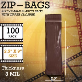 APQ Supply MiniGrip Airtight UV Guard Amber Zip Bags for Packaging, 2.5 x 9 Inches. Pack of 100 Reclosable Zipper Bag. Plastic Zip Baggies, 3 Mil Thick. Reclosable Plastic Bags with Zipper Closure