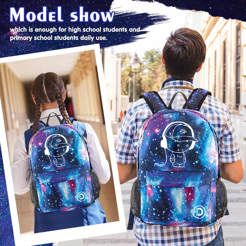 Dracarys School Backpack School Bags for Girls Boys Galaxy Luminous