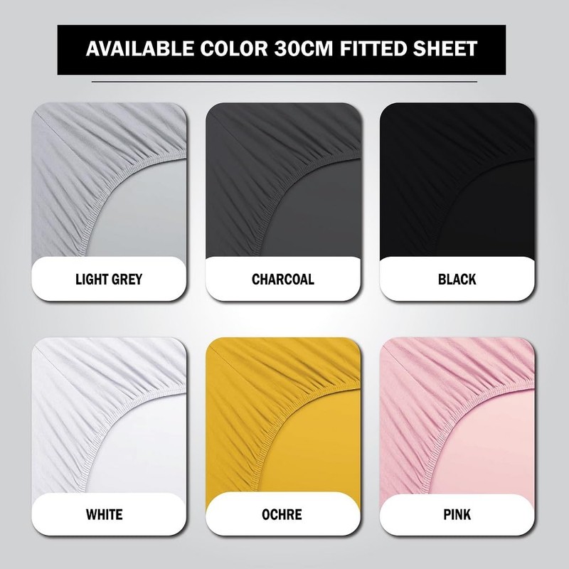 EV Dekor®MF123 Fitted Sheet Double, Black - Deep Pocket Bedsheet
