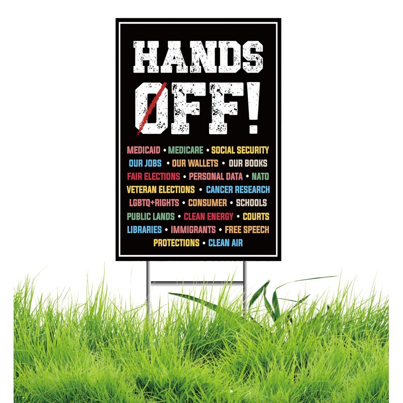 Hands Off Protest Yard Sign Social Security And Medicare Protest
