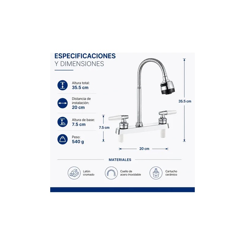 Grifo Mezclador Para Fregadero Flexiblellave De Cocina
