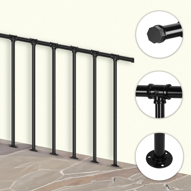 Metal Deck Railing, Flat Railing Kit, Metal Porch Railing Outdoor,