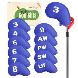 Golf Iron Head Covers Magnetic Neoprene with Numbers Printed Value 11 Pack Set, Premium Soft Durable Breathable Protection Headcovers for Men Women Universal Fits All Irons Clubs with Gift Box (Blue)