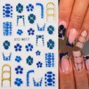 Fall Nail Art Stickers Flower Nail Decals Gold Lines Sticker