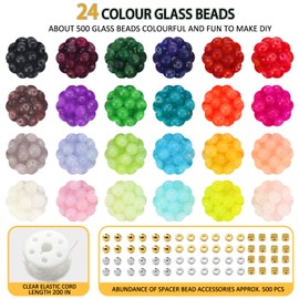 JULIMAIDONG 8mm Glass for Bracelets 1000pcs, 24 Colors Round Crystal Glass Bracelet Making Kit for Jewelry Making Kits Bead DIY Crafts with Spacer Charms Accessories (8mm, 24Color)