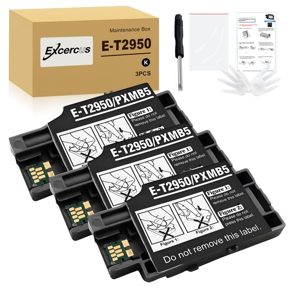 EXCERCUS 3Pack Remanufactured T2950 Ink Tank Maintenance Box Compatible for