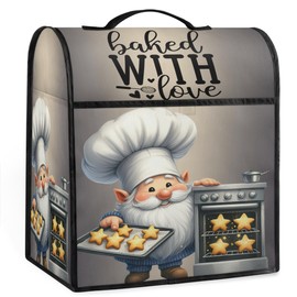 Kitchen Aid Mixer Cover Compatible with 6-8 Quarts Cute Gnomes Dwarf Stand Mixer Cover Red Flower Dust Cover with Zipper Pocket Kitchen Aid Mixer Accessories Kitchen Appliance Organizer Bag