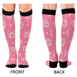 Wusikd Cute Pigs Hearts Compression Socks for Women and Men Circulation Long Socks for Athletic Running 1