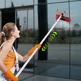 30 FT Telescopic Water Fed Pole and Short Brush w/65 ft Water Hose, Cleaning System for Tall Window Glass Door Car Solar Panel, Washing Equipment Tool Extension Pole Water Spray Washer