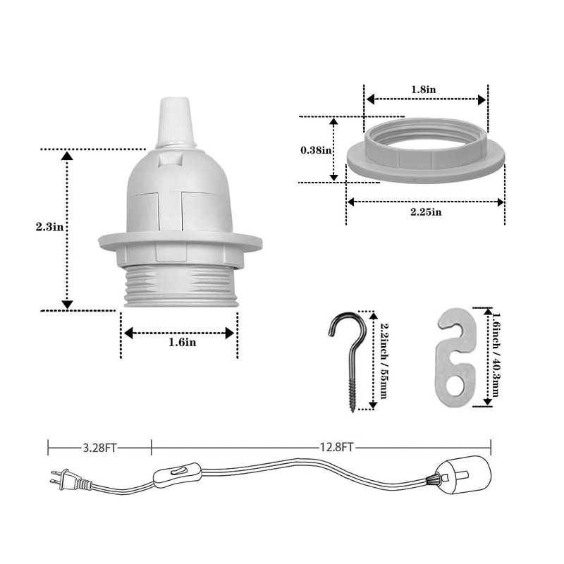 Zarnicy Plug in Pendant Light Socket Kit - 16Ft Hanging