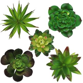 Hecaty 5 Pcs Large Size Faux Succulents,Artificial Hanging Ornaments Fleshed Plant Textured for Home Garden Wedding Party Decoration