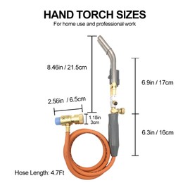 Double Heads Mapp Gas Torch Turbo with 5ft long Hose WT-10, Map Torch Turbo Tips Mapp Gas Propane Head Handheld