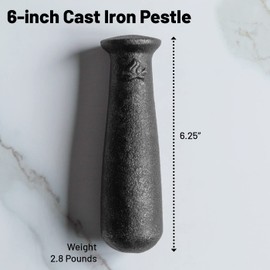 Backcountry Iron 6.25 Inch Heavy Cast Iron Pestle for Grinding and Pulverizing