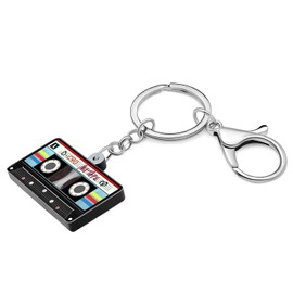 WEVENI Retro Acrylic 80s 90s Cassette Tape Keychains for Women Teen Girls Birthday Vintage Themed Party Accessories Charms (Cassette Tape C)