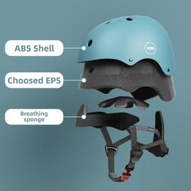 XJD Kids Helmet Toddlers Bike Helmet Age 3-13 Years Adjustable Skateboard Helmet for Cycle BMX Scooter Roller Skating for Children Boys/Girls (Dusty Blue, Small)