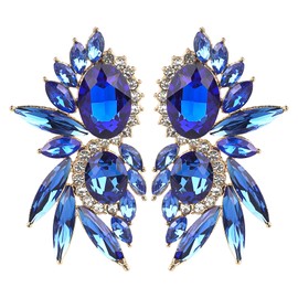 JANKINGS Vintage Rhinestone Statement Earrings Flash Costume Earrings Crystal Drop Dangle Earrings Party Jewelry blue prom earrings for Women and Girls, Zinc, alloy set rhinestones